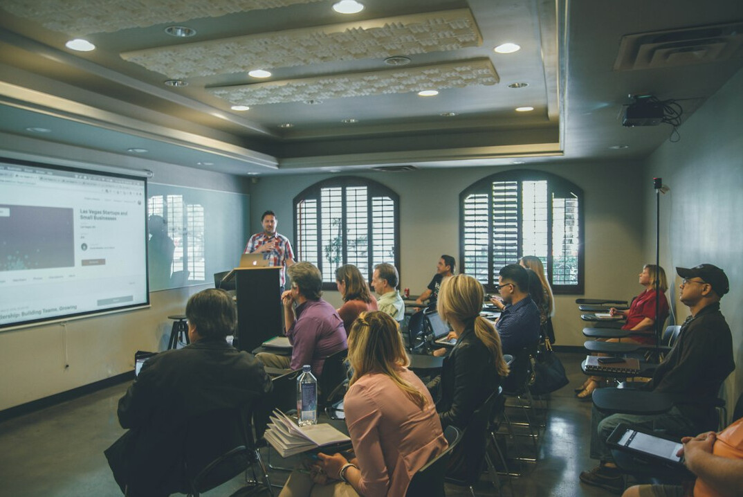 group of adults learning